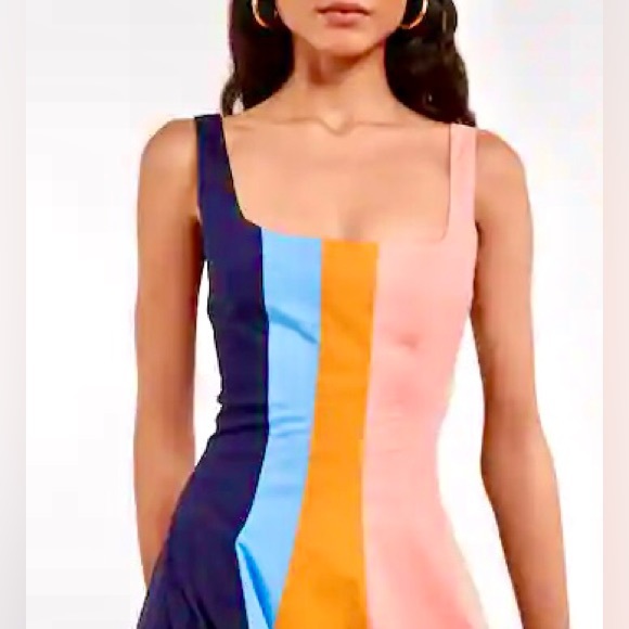 🌺🎉HP🎉🌺 NWT Staud Wells Mini Dress Land And Sea - Picture 4 of 16